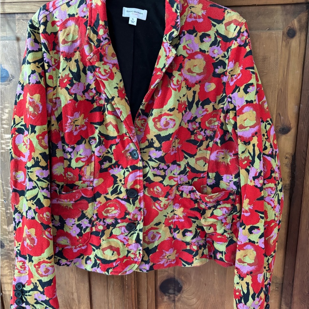 Isaac Mizrahi Floral Blazer - Red, Pink, Green